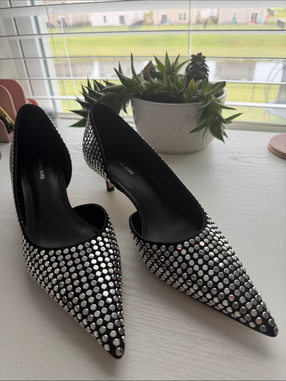 Michael Kors Black Studded Pointed Toe Pumps
